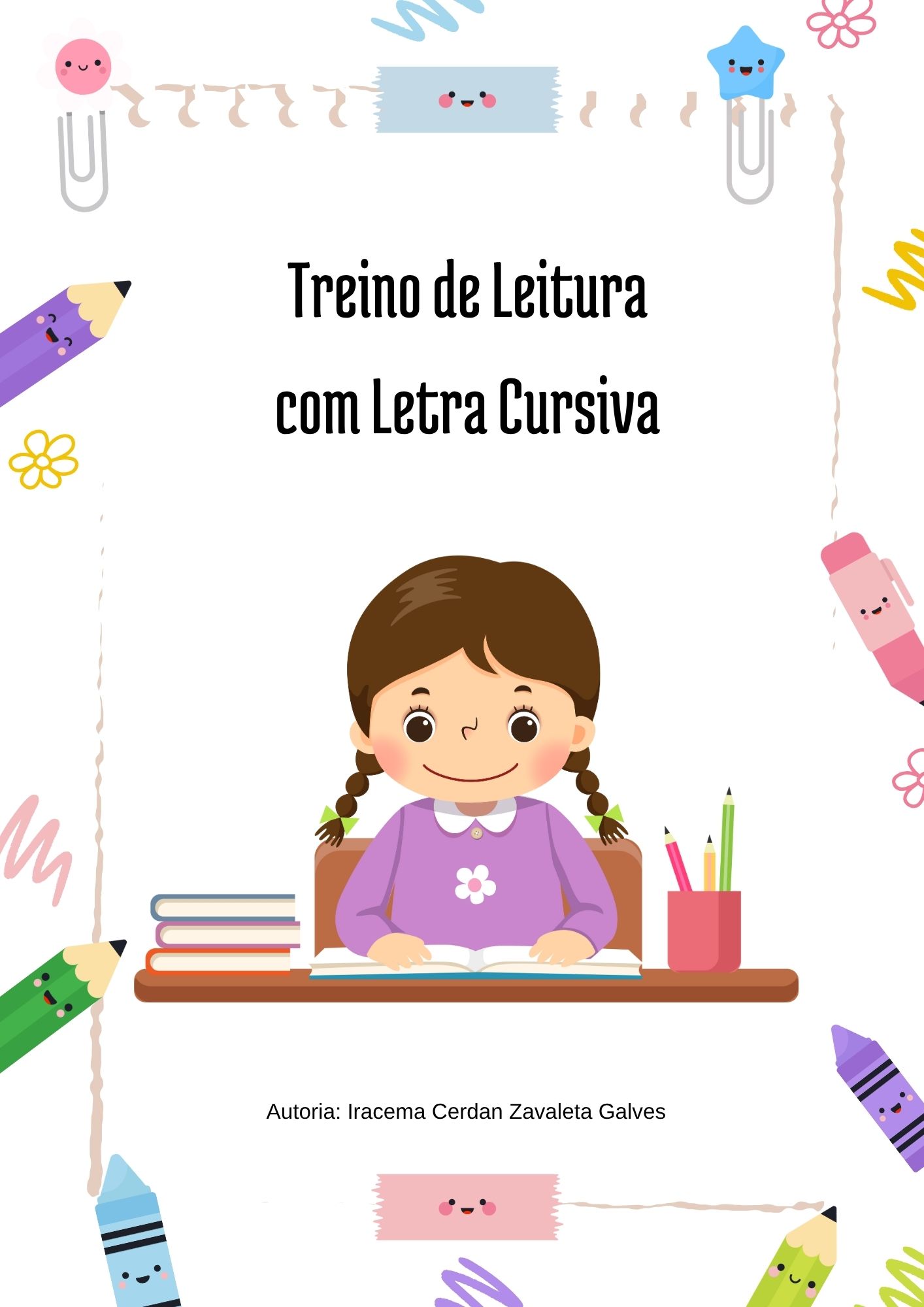 Apostila (livro de colorir): Treino de Leitura com Letra Cursiva